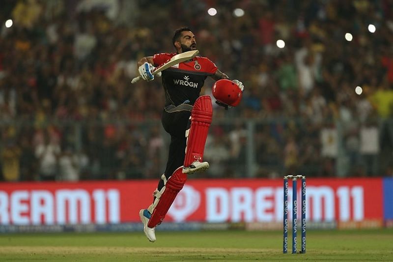 Virat Kohli celebrating his fifth IPL ton at Eden Gardens (Image courtesy: IPLT20/BCCI)